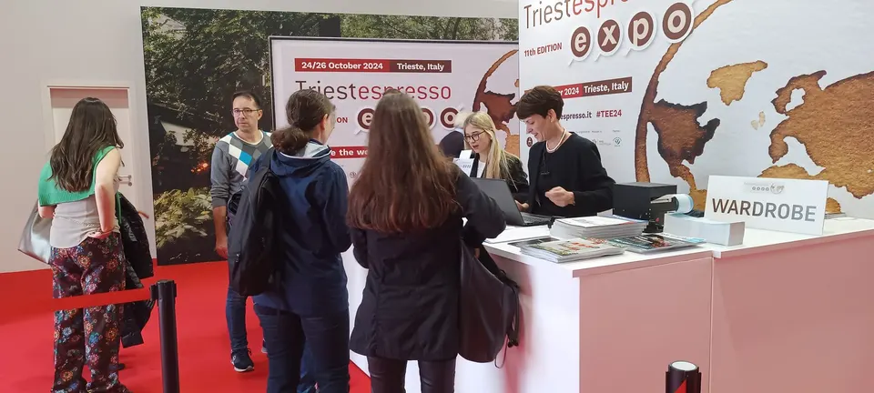 Visitors at the reception desk
