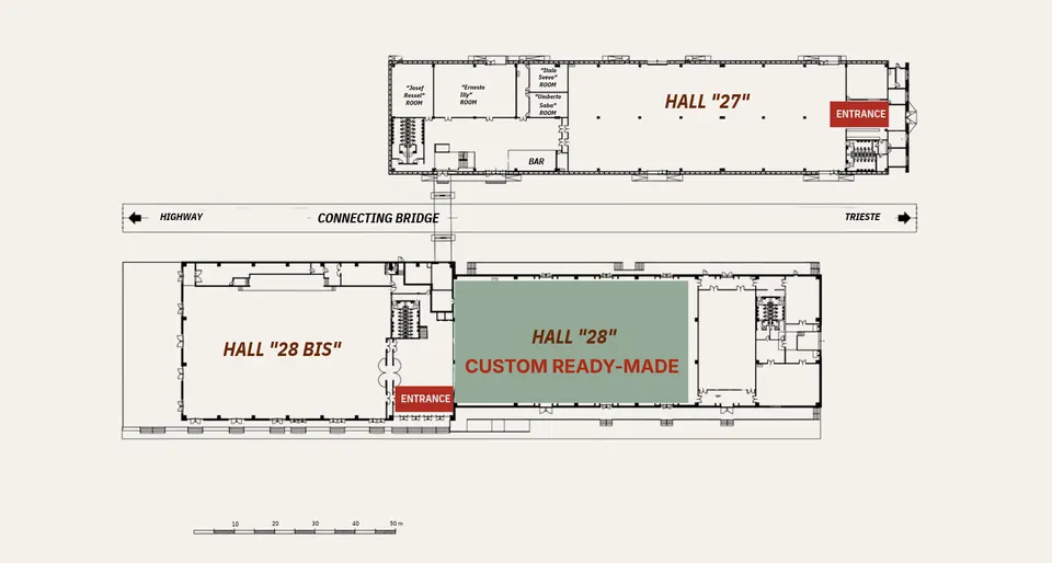 Floor plan of halls 27, 28 and 28 bis