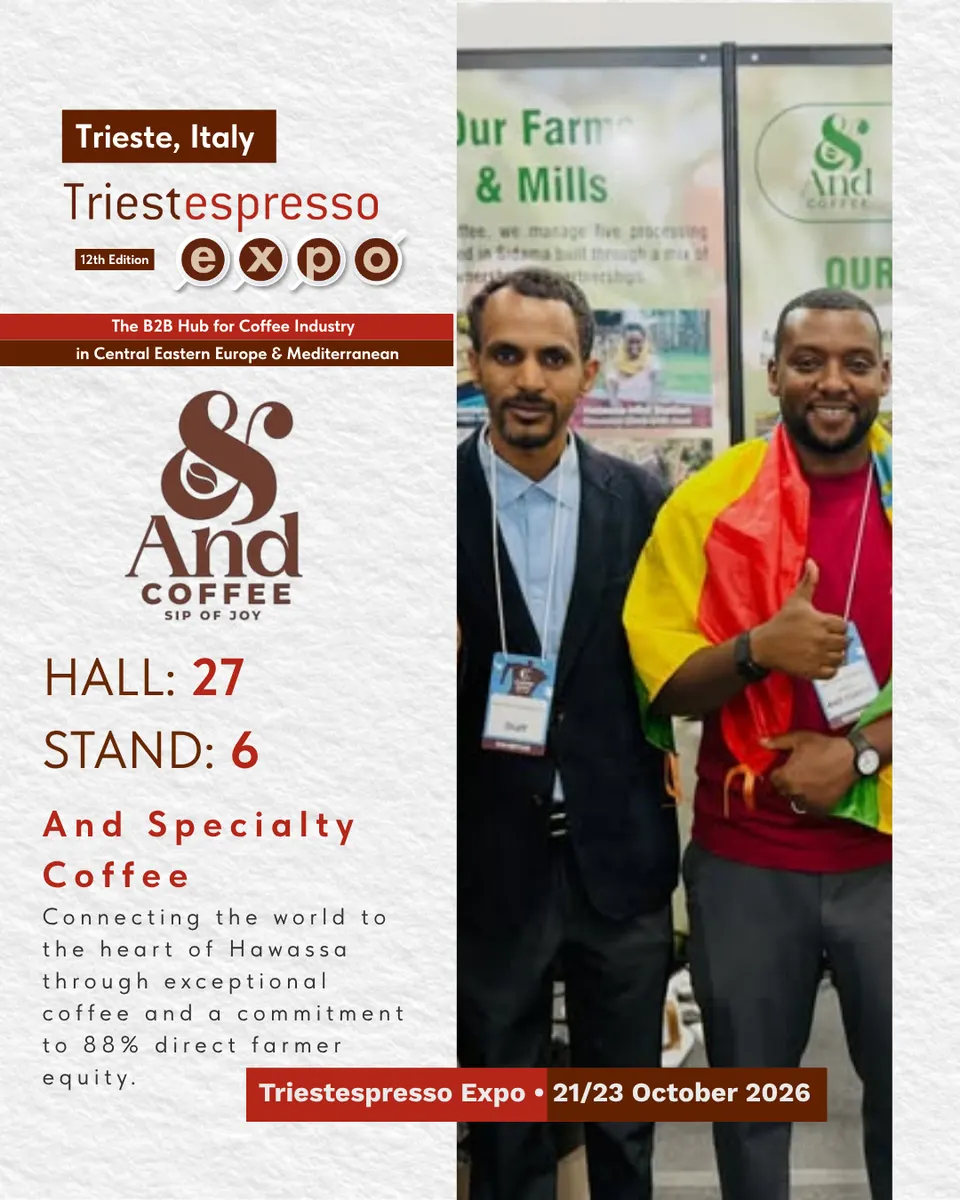 And Specialty Coffee card, with logo and a photo