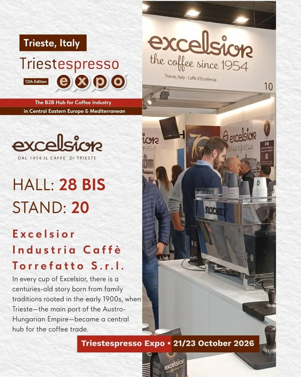 Excelsior Industria Caffè Torrefatto S.r.l. card, with logo and a photo