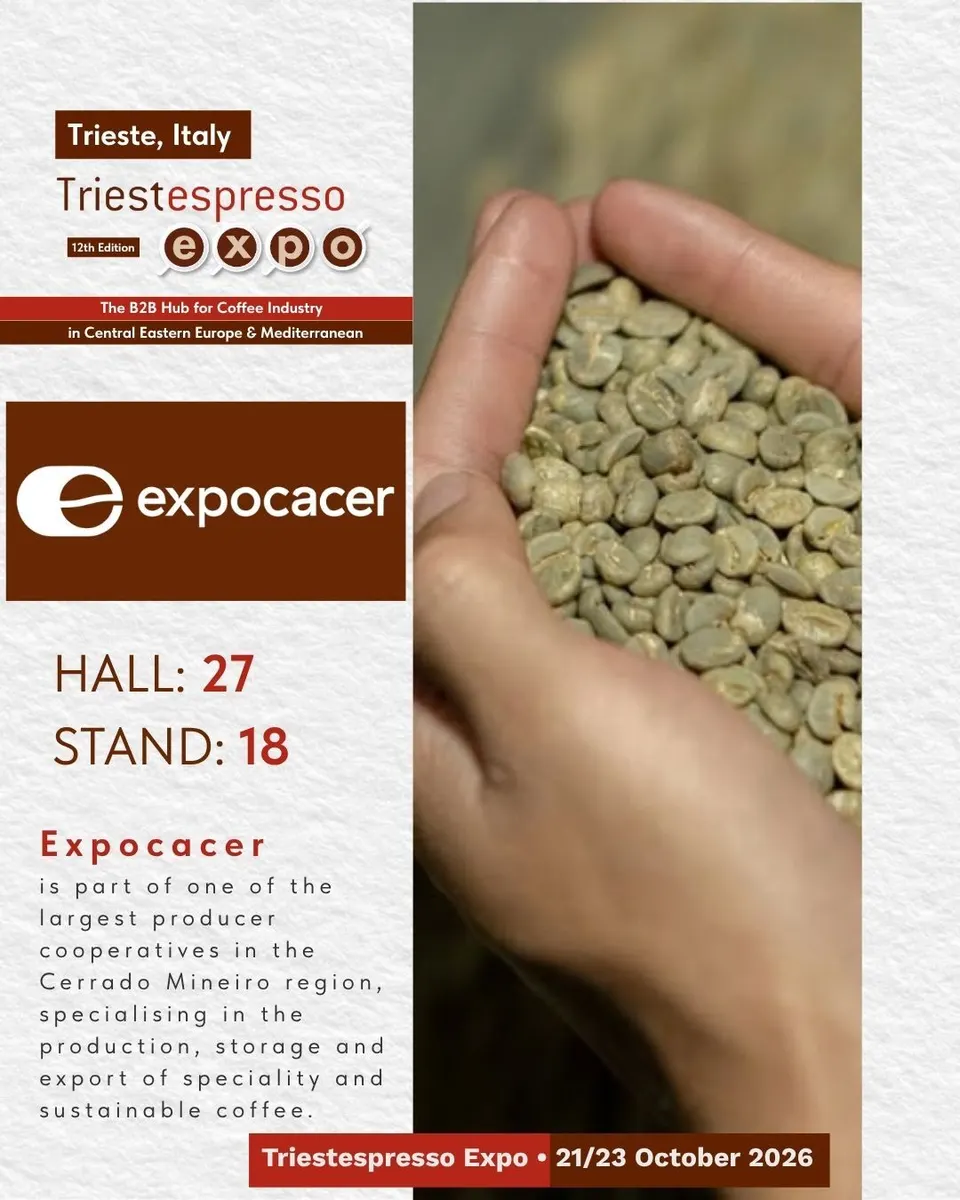 Expocacer card, with logo and a photo