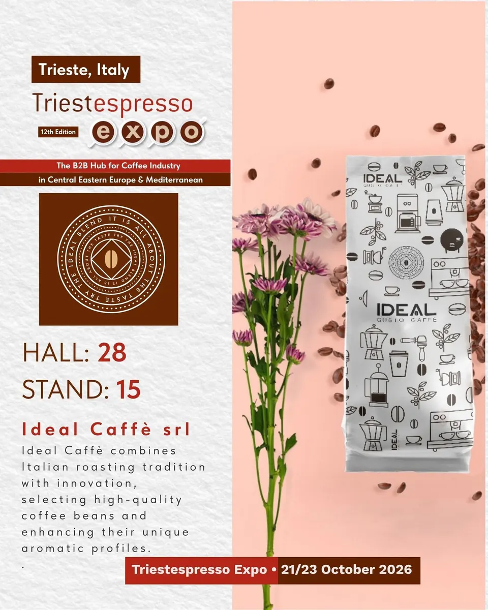 Ideal Caffè srl card, with logo and a photo