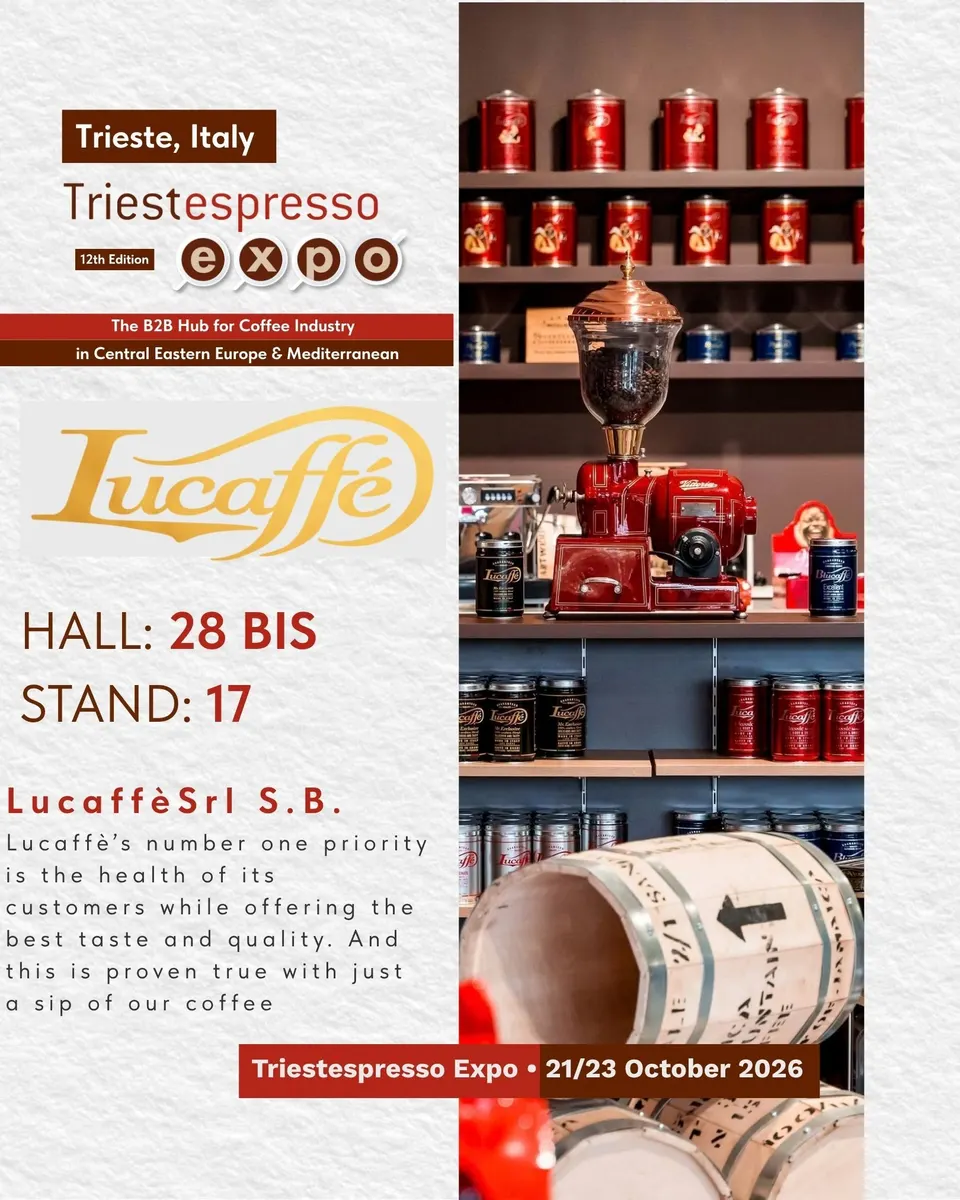Lucaffè Srl S.B. card, with logo and a photo