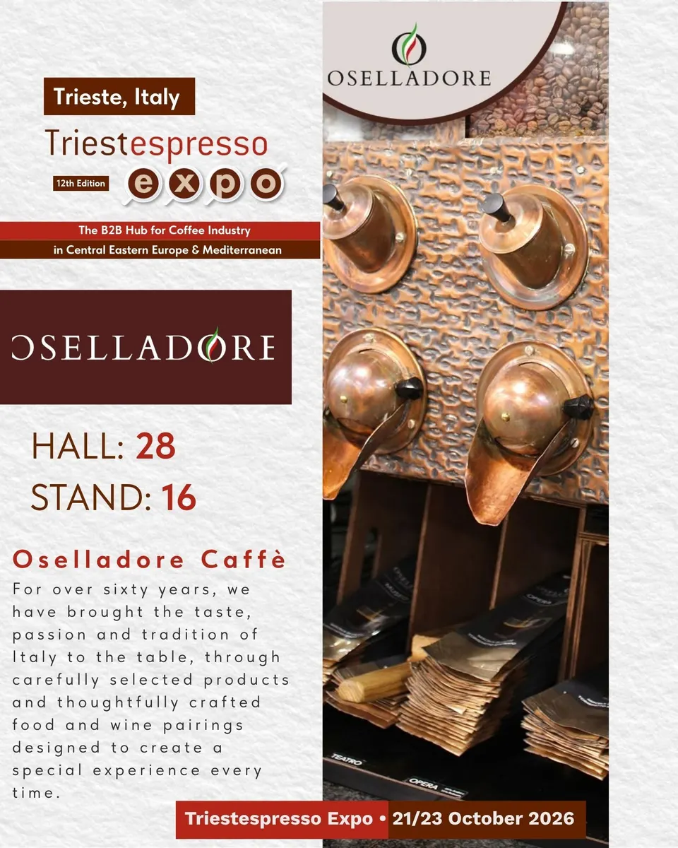 Oselladore Caffè card, with logo and a photo