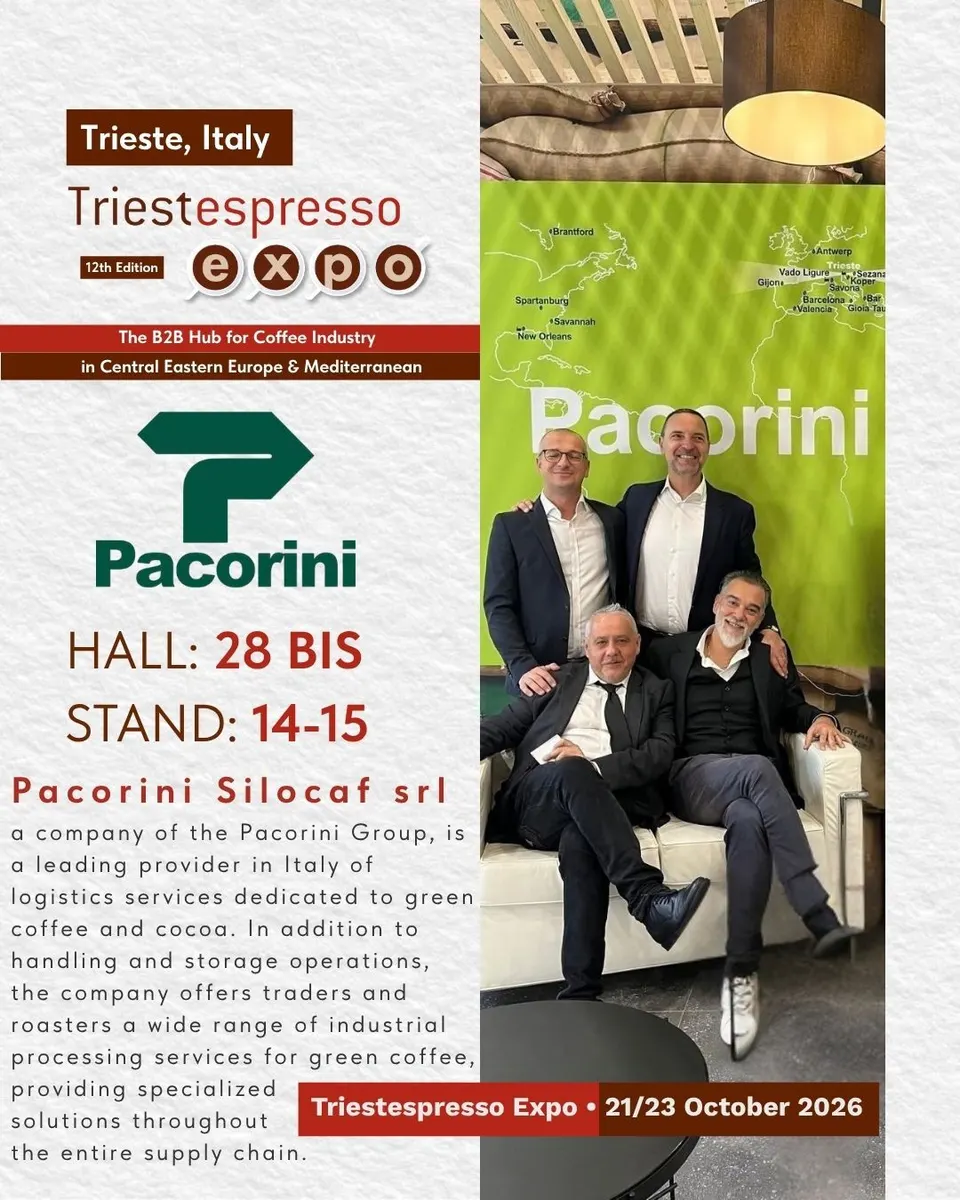 Pacorini Silocaf S.r.l. card, with logo and a photo