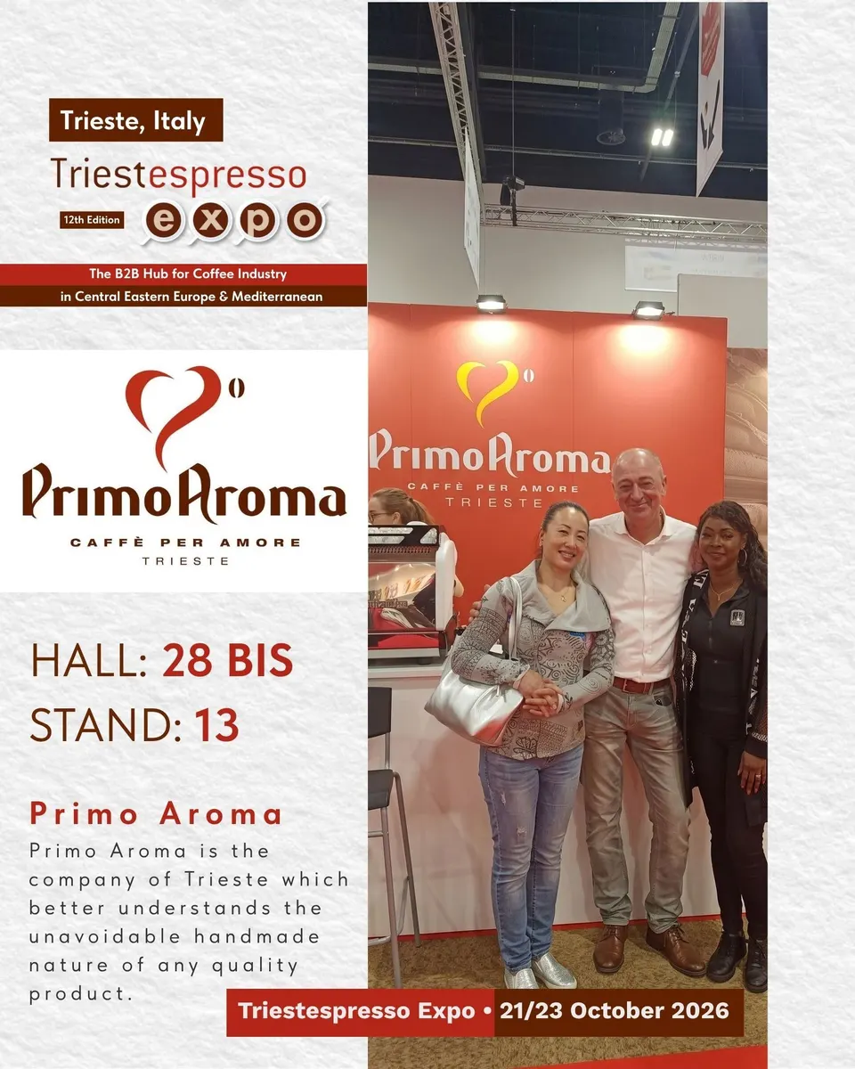 Primo Aroma card, with logo and a photo