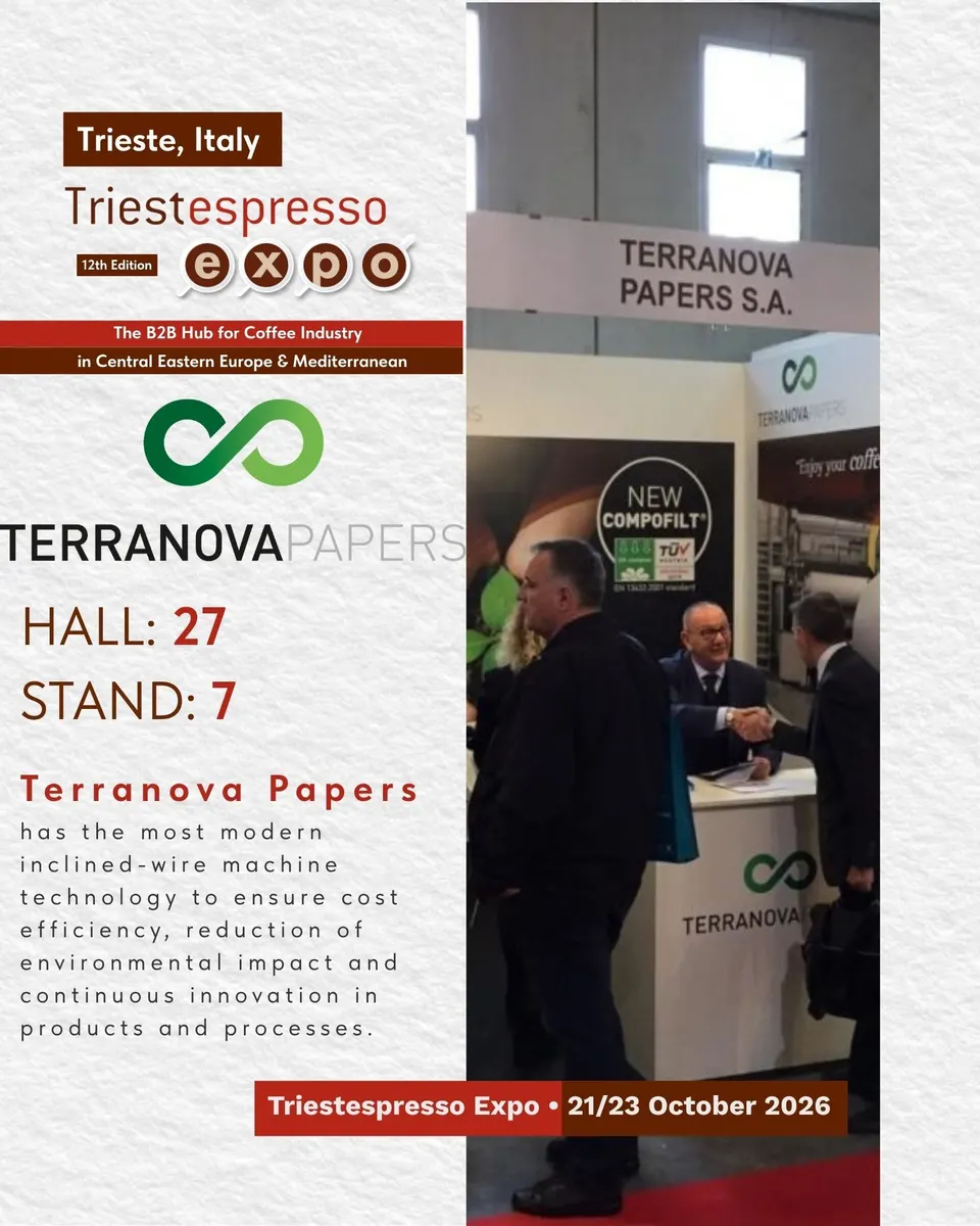 Terranova Papers S.A. card, with logo and a photo
