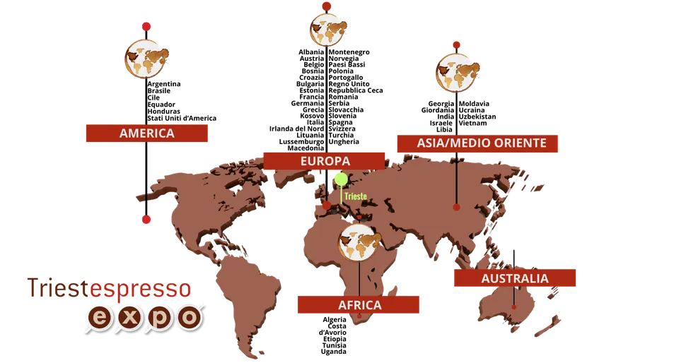 The world map of the countries of origin
