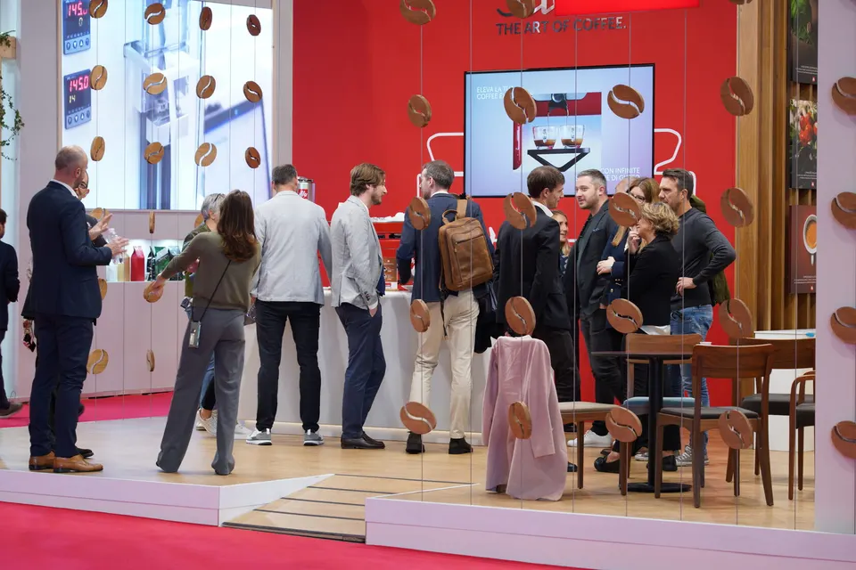 A stand with visitors