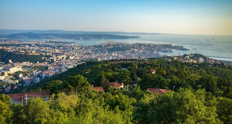 Trieste and its gulf seen from above