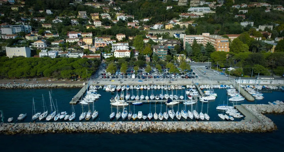 A marina seen from above