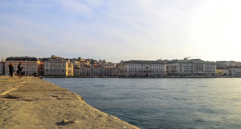 Trieste's waterfront seen from a pier