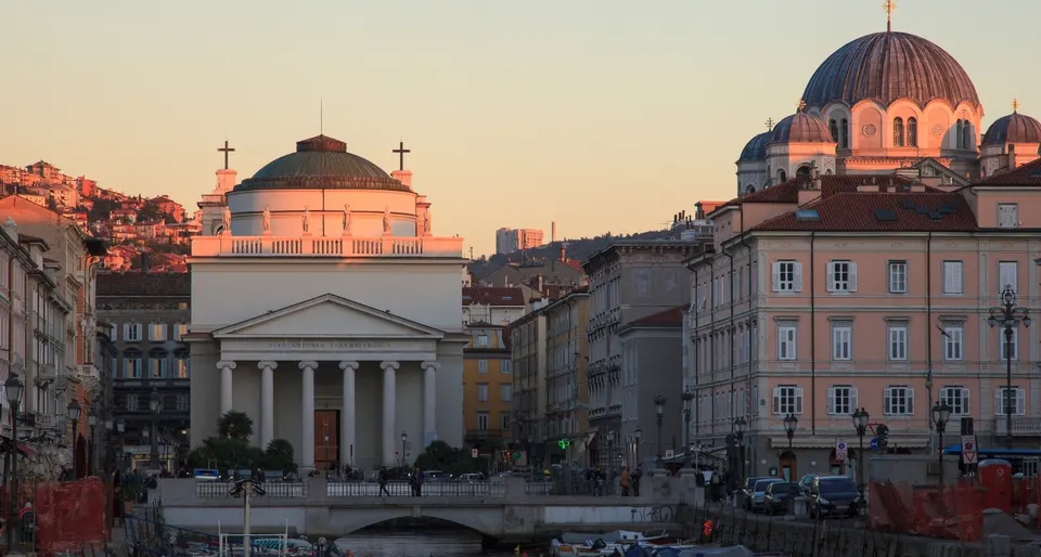 Trieste's Canal Grande at sunset
